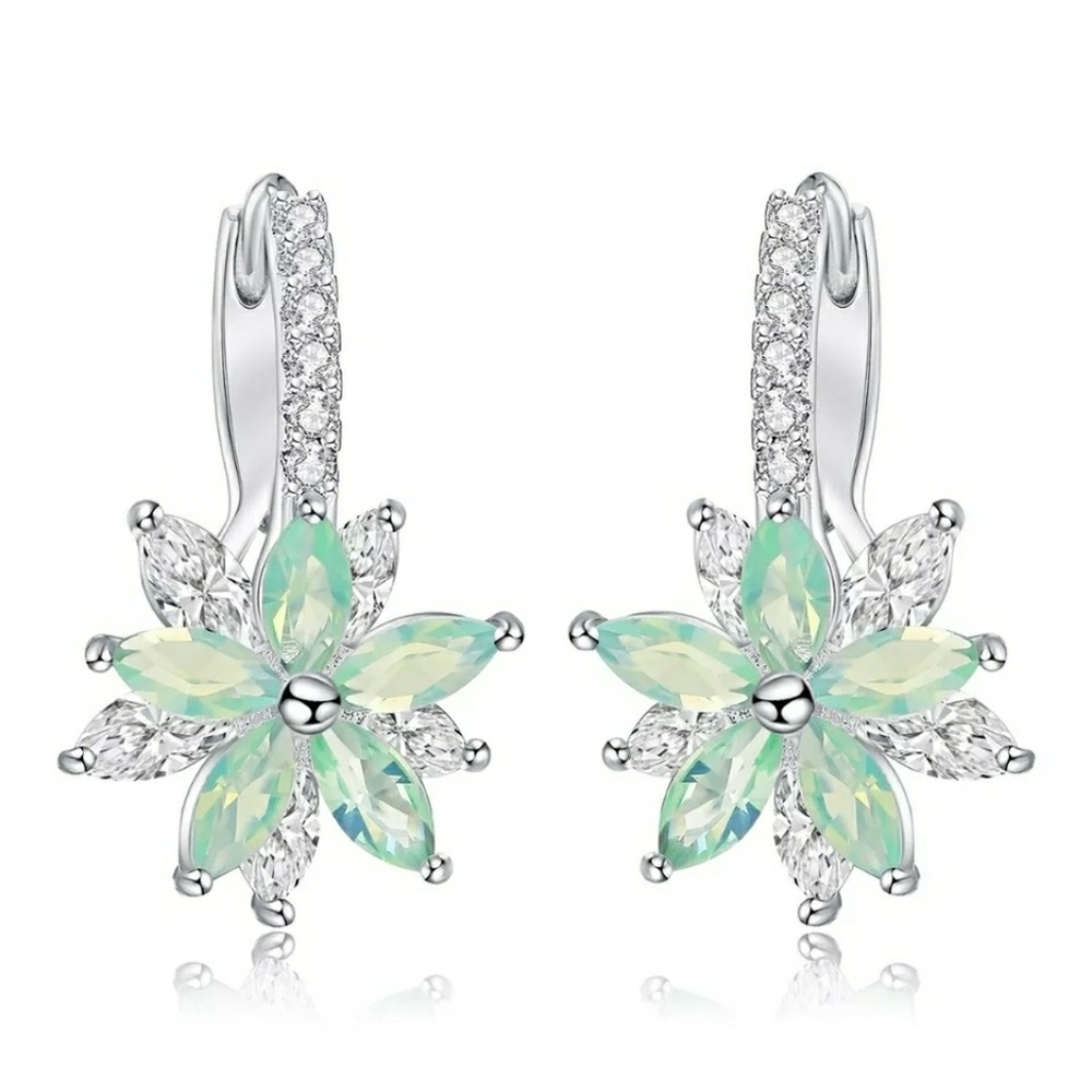 Cubic Zirconia Crystal Flower Earrings